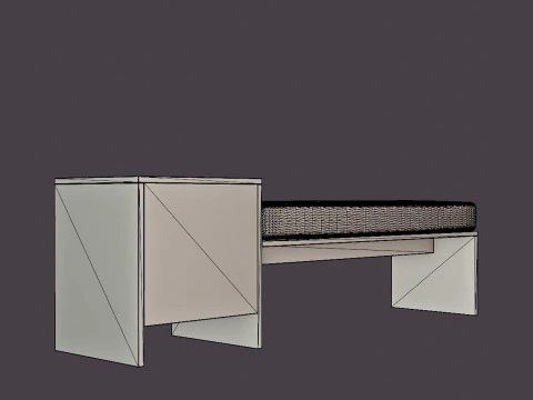 William bench right drawer white oiled 3D Model