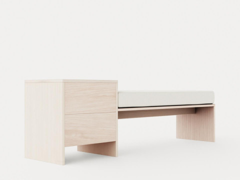 William bench left drawer white oiled 3D Model