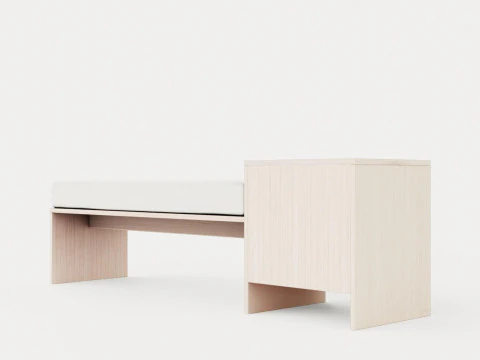 William bench left drawer white oiled 3D Model