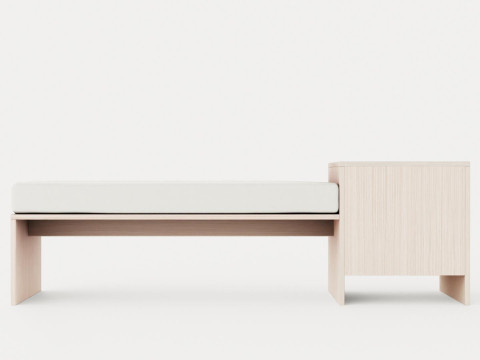 William bench left drawer white oiled 3D Model