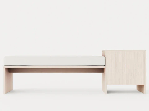 William bench left drawer white oiled 3D Model