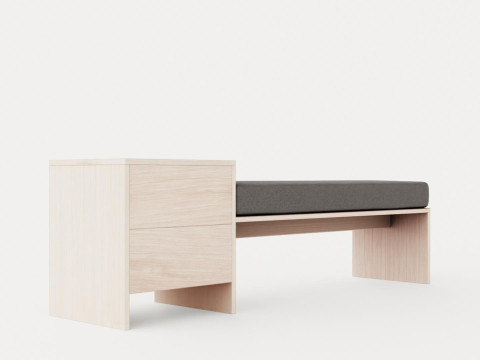 William bench left drawer white oiled 3D Model