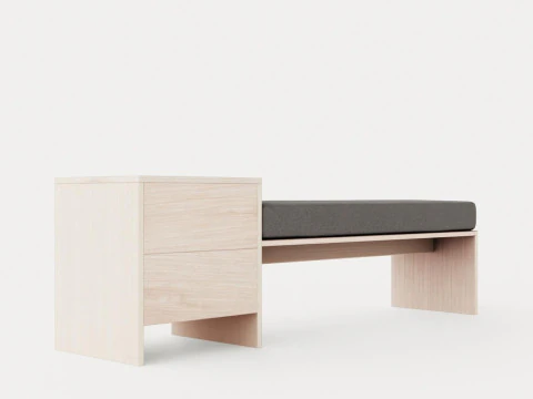 William bench left drawer white oiled 3D Model