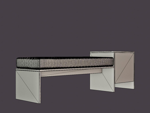 William bench left drawer white oiled 3D Model