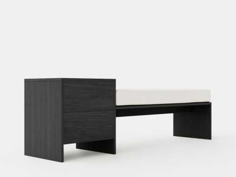 William bench left drawer black 3D Model