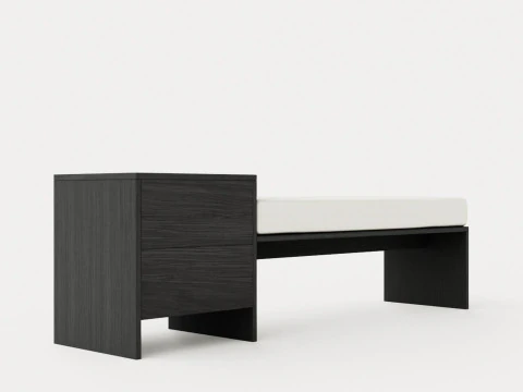 William bench left drawer black 3D Model