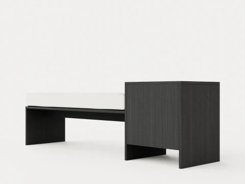 William bench left drawer black 3D Model