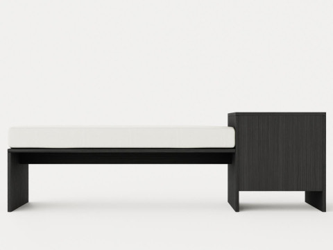 William bench left drawer black 3D Model