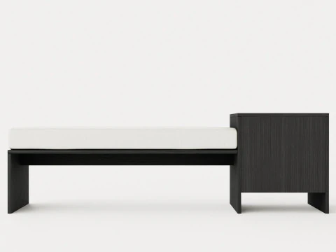 William bench left drawer black 3D Model