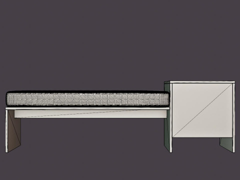 William bench left drawer black 3D Model