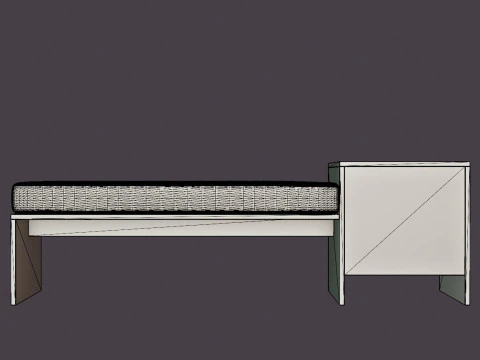 William bench left drawer black 3D Model