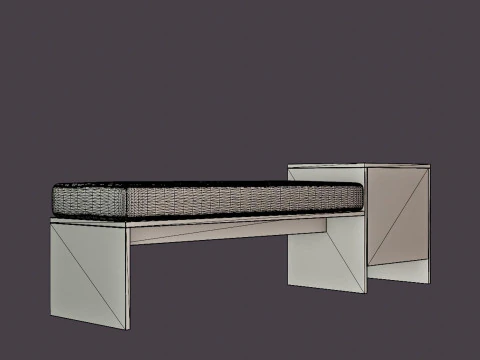 William bench left drawer black 3D Model