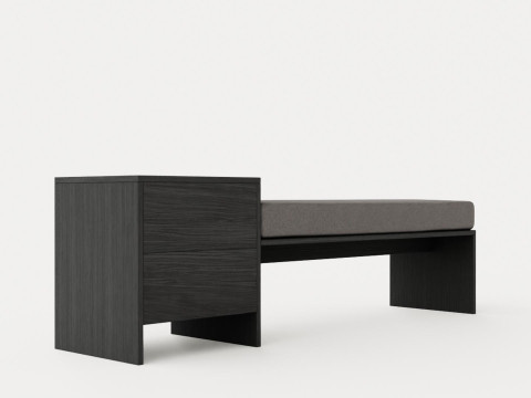 William bench left drawer black 3D Model