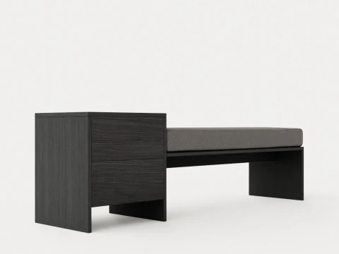 William bench left drawer black 3D Model