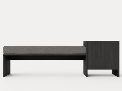 William bench left drawer black 3D Model