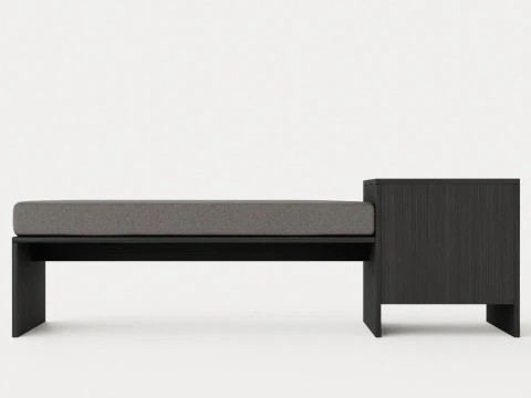 William bench left drawer black 3D Model