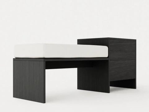 William bench right drawer black 3D Model
