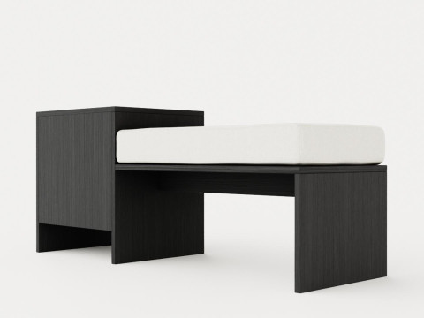 William bench right drawer black 3D Model