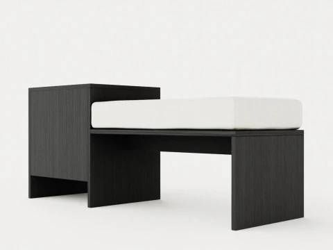 William bench right drawer black 3D Model
