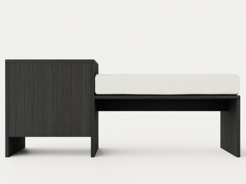 William bench right drawer black 3D Model
