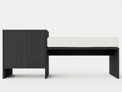 William bench right drawer black 3D Model