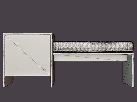William bench right drawer black 3D Model