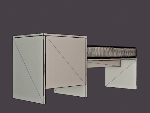 William bench right drawer black 3D Model