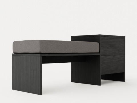 William bench right drawer black Modelo 3D