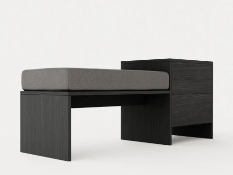 Panca William cassetto destro nero Modello 3D