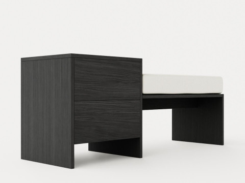 William bench left drawer black 3D Model