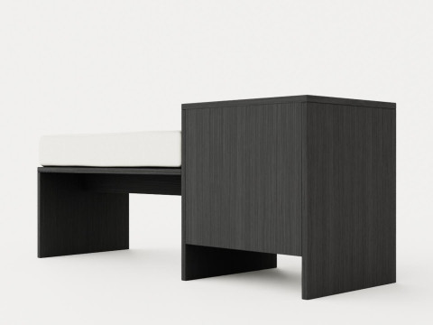 William bench left drawer black 3D Model
