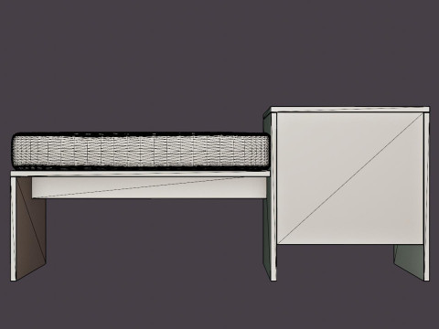 William bench left drawer black 3D Model