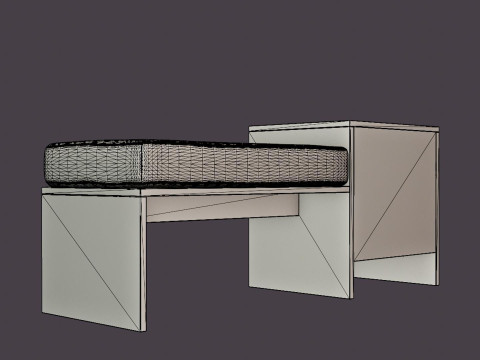 William bench left drawer black 3D Model