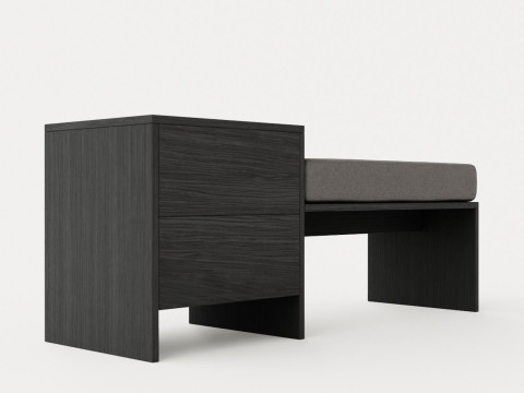 William bench left drawer black 3D Модель