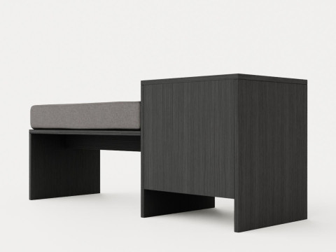 William bench left drawer black 3D Модель