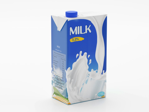 Milk Box cardboard with texture and UV map Modelo 3D