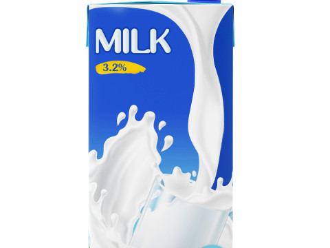 Milk Box cardboard with texture and UV map 3D Модель