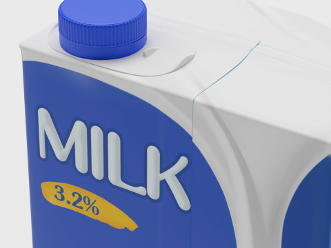 Milk Box cardboard with texture and UV map 3D Модель