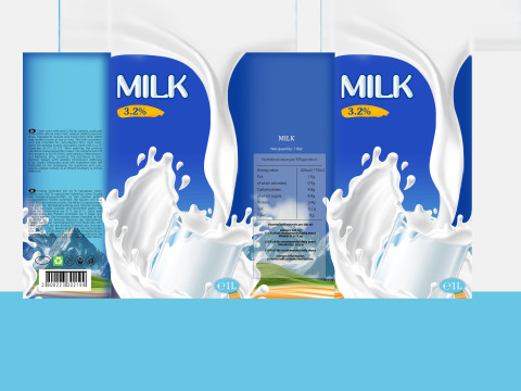 Milk Box cardboard with texture and UV map 3D Модель
