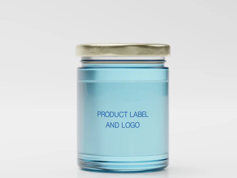 带有 UV 未包装标签的玻璃罐 3D 模型