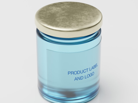 Glass Jar with UV unvrapped label Modèle 3D