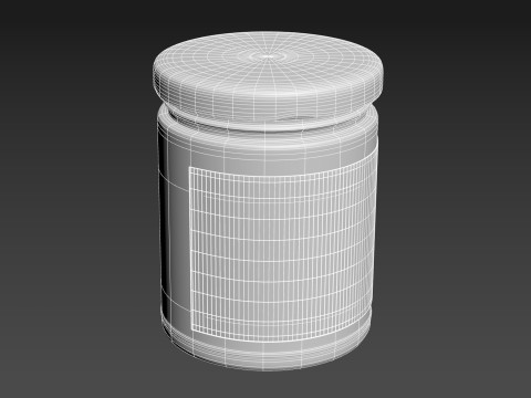 Glass Jar with UV unvrapped label Modèle 3D