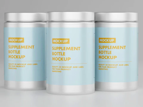 उच्च गुणवत्ता वाला 3डी सप्लीमेंट जार मॉडल 3D मॉडल