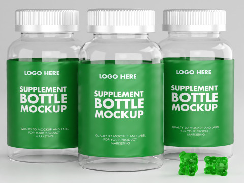 High-Quality 3D supplement Jar Container Model and Gummi model 3D Модель