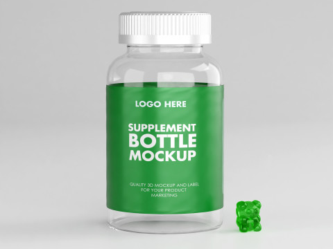 High-Quality 3D supplement Jar Container Model and Gummi model 3D 模型