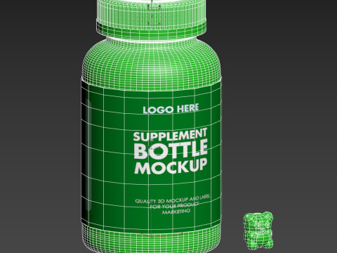 High-Quality 3D supplement Jar Container Model and Gummi model 3D 模型