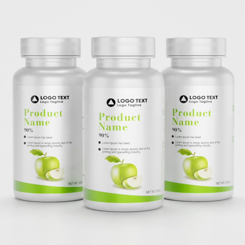 High-Quality 3D Supplement Bottle with Label Model Modello 3D .c4d .max .obj .3ds .fbx .stl .blend