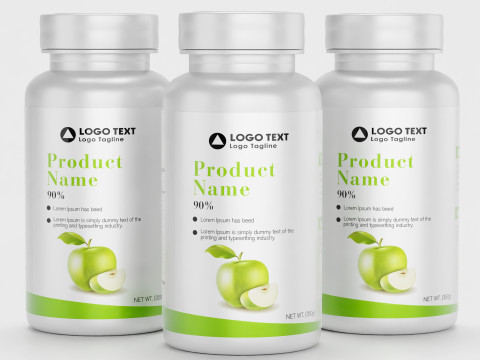 High-Quality 3D Supplement Bottle with Label Model Modelo 3D