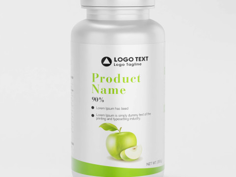 High-Quality 3D Supplement Bottle with Label Model Modello 3D