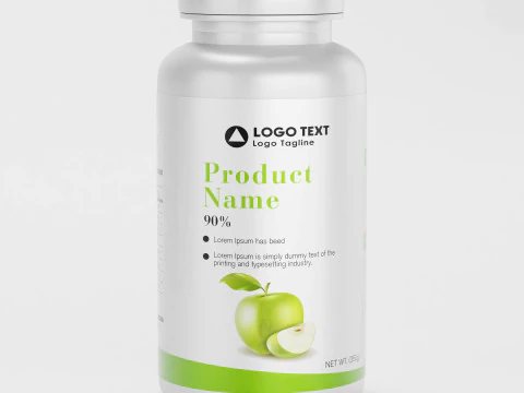 High-Quality 3D Supplement Bottle with Label Model 3D Model
